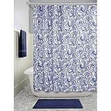 InterDesign Mosaic Vine Fabric Shower Curtain, 72" X 72" - Blue/Navy