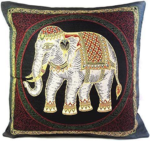 White Elephant Embroidered Cotton Cushion Cover