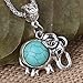 Yazilind Lovely Necklace Tibet Elephant Shape Round Rimous Turquoise Pendant Chain Jewelry Gift
