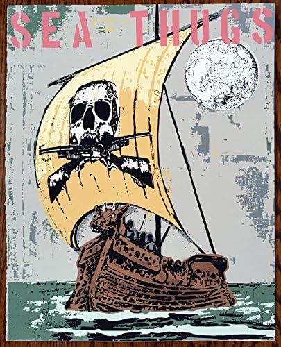 16" x 20" - Sea Thugs - Limited Edition Hand Silk Screened Art Painting Pirate Ship Ocean Waves by Rob Johnston Artist