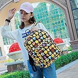 リュックサック バックパック アウトドア 絵文字 大容量 通学 遠足 旅行 お出掛け カジュアル デイパック 男女兼用 (ブラック)