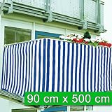 Balkon Sichtschutz blau-wei� 5 Meter - Markisenstoff 100%