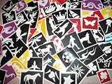 100 Adhesive Stencils, No Duplicates for Face Painting and Glitter Tattoos!
