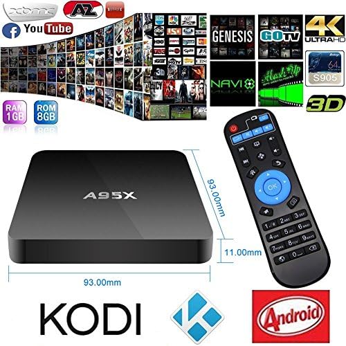 PGKMALL 4k Ultra HD Player A95X Android 5.1 TV Box Quad Core 64Bit with WiFi,1GB Ram/8GB Rom,KODI,Ott Box Streaming Media Player