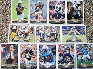 2013 Topps Football San Diego Chargers Team Set In a Protective Case - 12 cards including Gates, Floyd, Manti Te'o RC, Rivers, Mathews, Allen RC, Sorensen RC, Weddle, Alexander, Phillips, Fluker, and a Team Card.