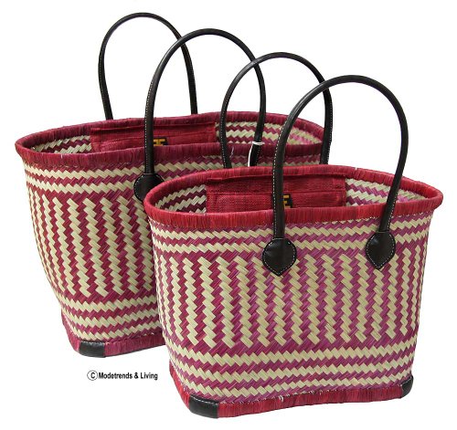 PE FLORENCE® * Korbtasche, Markttasche aus Raffia-Bast, 