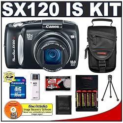 CanonPowerShotSX120ISDigitalCamera(Black)+16GBCard+(4x)AABatterieswithCharger+Case+AccessoryKit