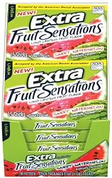 Extra Fruit Sensations Sugarfree Gum, Sweet Watermelon, 15-Count Sticks (Pack of 20)