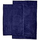 Superior 2-Piece Cotton Non -Skid Bath Rug Set, Navy Blue