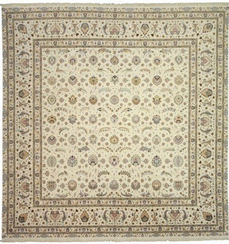 12'11 x 13'3 Ivory Persian Hand Knotted Wool 