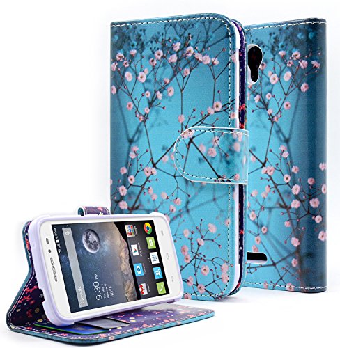 OneTouch Pop Astro Case, Nagebee - Alcatel OneTouch POP Astro Design Dual-Use Flip PU Leather Fold Wallet Pouch Case Premium Leather Wallet Flip Case for Alcatel onetouch Pop Astro 5042T (Wallet Plum Blossom)