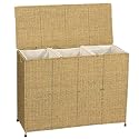 Whitney Design ML-6445 Woven-Seagrass Triple Laundry Sorter with Casters and 3 Removable Bags