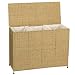 Household Essentials ML-6445 Woven-Seagrass Triple Laundry Sorter with Casters and 3 Removable Bags