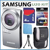 Samsung HMX-U20 Ultra-Compact Full-HD Camcorder with 3x Optical Zoom and 2-inch LCD in Silver + 4GB Accessory Kit