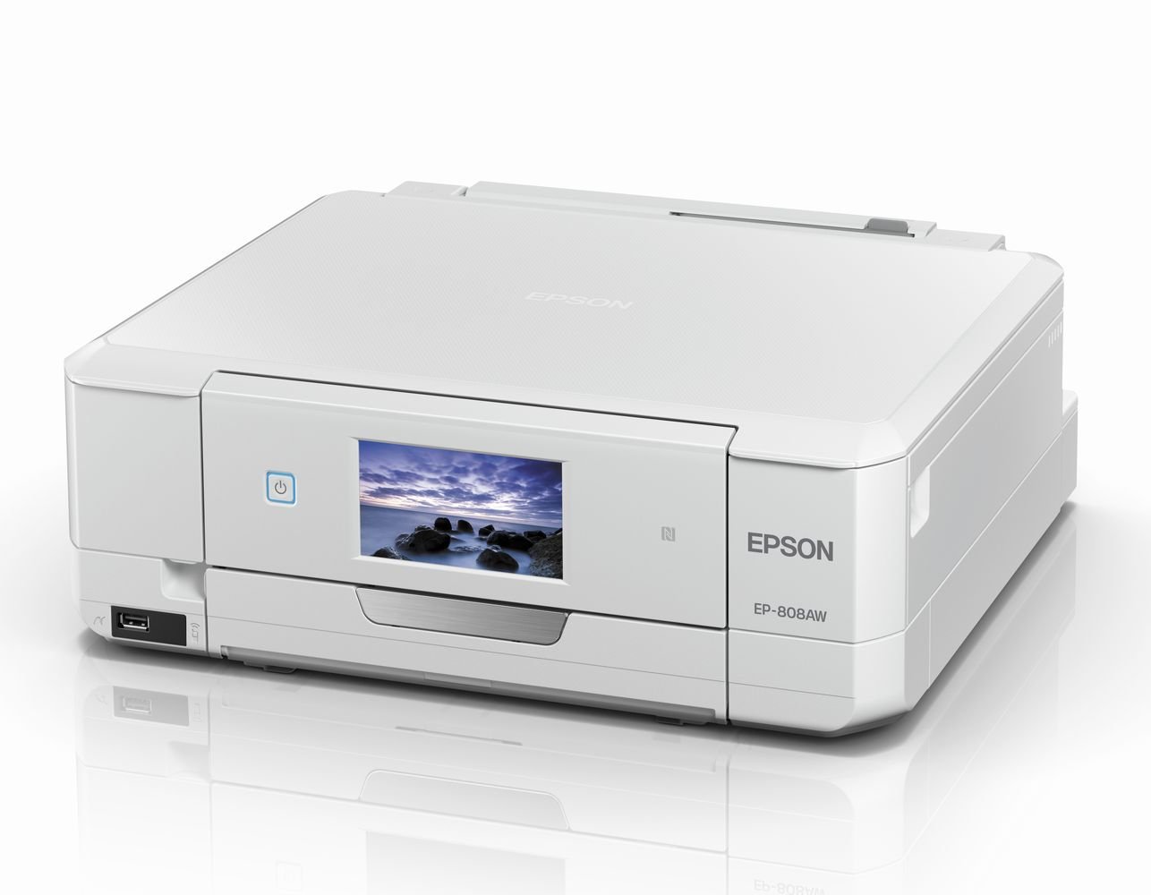 EPSON プリンター インクジェット複合機 Colorio EP-808AW 無線LAN Wi-Fi Direct スマートフォンプリント ホワイト