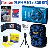 Canon PowerShot ELPH 310 HS 12.1 MP CMOS Digital Camera (Blue) + 8GB Accessory Kit