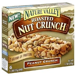 Nature Valley Roasted Nut Crunch Granola Bars, Peanut Crunch, 6-Count Boxes (Pack of 6)