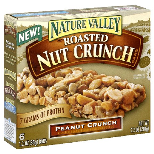 Nature Valley Roasted Nut Crunch Granola Bars, Peanut Crunch, 6-Count Boxes (Pack of 6)