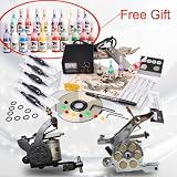 Complete Tattoo Kit 2 Tattoo Machine 24 Color ink Power Supply needles and accessories, Model DVK-8-2
