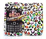 BLUE PURPLE PINK MULTI COLOR LEOPARD RUBBERIZED SNAP ON HARD SKIN SHELL PROTECTOR COVER CASE FOR BLACKBERRY CURVE 8520 8530