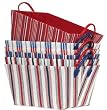 Bright Cotton Fabric Covered Americana Large Cases with Leatherette Handles 15"x11"x9" Set of 6