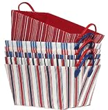 Bright Cotton Fabric Covered Americana Large Cases with Leatherette Handles 15"x11"x9" Set of 6