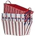 Bright Cotton Fabric Covered Americana Large Cases with Leatherette Handles 15"x11"x9" Set of 6