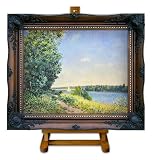 Normandy, path on the water, in the e... - Sisley Large Framed Art Print on Canvas