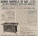 1906 Ad Harrison Valveless Oil Gas Air Burning Stove - Original Print Ad