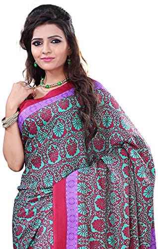 Surat Tex Dark Green Crepe Daily Wear Printed Sarees With Blouse Piece-E584SE1002DSP
