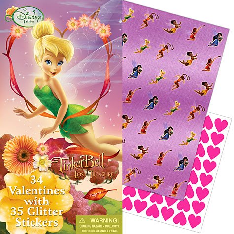 Tinker Bell Deluxe Valentine's Day Cards 34ct with 35 Glitter Stickers