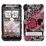 Pink Streaming Heart Full Diamond Bling Snap on Design Hard Case Faceplate  ....