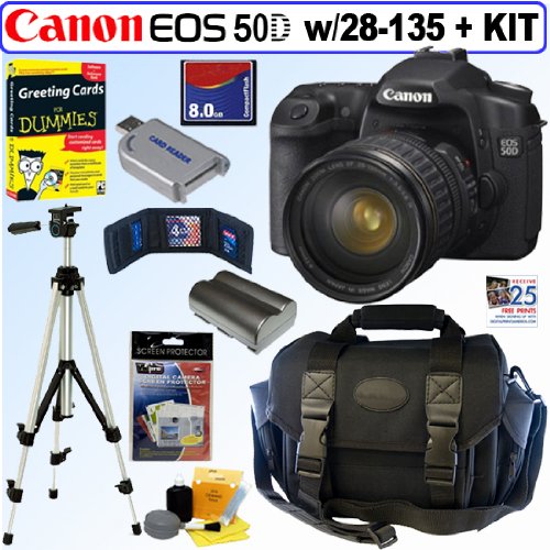 Canon EOS 50D 15.1MP Digital SLR Camera with EF 28-135mm f/3.5-5.6 IS USM Standard Zoom Lens + 8GB Deluxe Accessory Kit