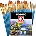 BOSOBO Pointed-Round Paint Brush, 4 Sets of 10 Pieces Fine Tip Nylon Hair Miniature Paint Brushes for Acrylic Oil Watercolor Gouache, Artist Face Nail Body, Paint by Numbers, Model Craft & Rock Art
