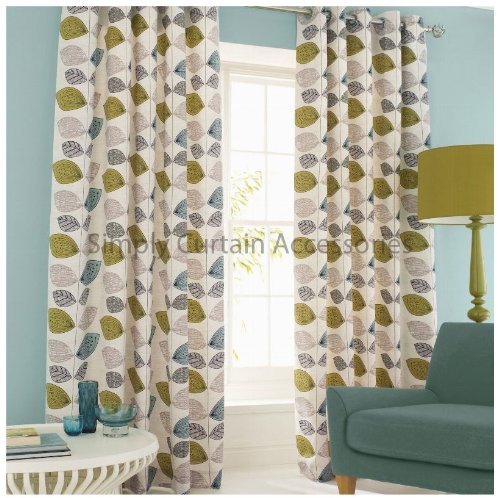 Ashley Wilde Emerson Grommet, Lined Pair of Drapes - Aqua - Retro 50's Design 66x90