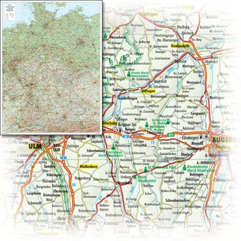 Bacher Stra�en-Karte Deutschland, Posterkarte