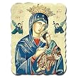 Wood Plaque - Our Lady of Perpetual Help - Mounted on Wood with Scrolled Edges - 11.75"x16" - MADE IN ITALY