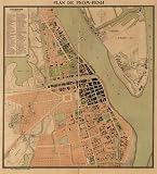 1920S LARGE WALL MAP PNOM-PENH CAMBODIA INDO-CHINA