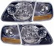 1996-2003 (1997 1998 1999 2000 2001 2002 96 97 98 99 00 01 02 03) Ford F150 Headlight Assembly (Projector, Black Bezel, with Park Lamp) (From Jul, 1996) - One Pair (Both Driver and Passenger Sides) - DOT Certified Headlight