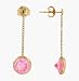 14K Gold Pink cz Circle Drop Earrings