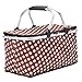 SUROY Picnic Basket, Insulated Folding Collapsible Market Picnic Basket Zip Closure Basket with Carrying Handles for Outdoor Picnic (Coffee Spot)