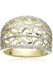 10k Yellow Gold Filigree Diamond Ring (1/10 cttw, I-J Color, I2-I3 Clarity)