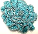 Crochet Flower Beaded Brooch Pin Jacket Accessory "Ocean Waves" - Fair Trade