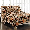 Geometric Orange and Brown All Cotton Comforter Set