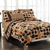Geometric Orange Brown All Cotton Comforter Set