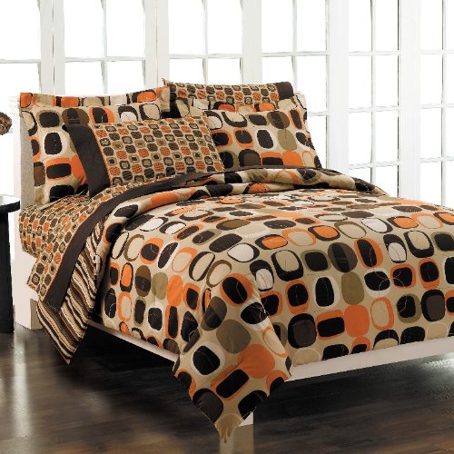 Geometric Orange Brown All Cotton Bed in a Bag