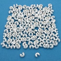 144 Real Silver Plated Crimp Bead Covers for Beading 3mm