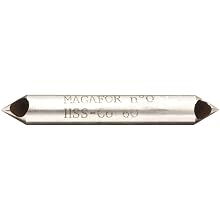 Magafor 412 Series Cobalt Steel Double-End Countersink, Uncoated (Bright) Finish, Zero Flute, 60 Degrees, 0.25" Shank Diameter, 0.25" Body Diameter
