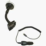 Produkt-Bild: HR Schwanenhals Halter KFZ Auto Halterung mit HR Ger&auml;tehalterung + KFZ Ladekabel Kabel Ladeger&auml;t f&uuml;r TomTom One V2 One V3