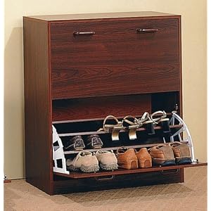 Cherry Finish Wood Shoe Storage Rack Organizer